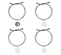 PH PandaHall 4 Ensemble Bracelet Vierge Sublimation Bracelet Transfert Thermique Bracelet Plat Rond Vierge Bijoux Sublimation avec Cordon Ciré Noir pour Noël la Fabrication de Bijoux Saint Valentin