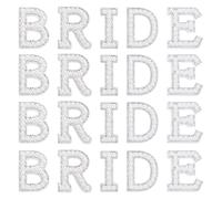 PH PandaHall 4 Set Patchs de Lettres de Perles Patchs de Lettres de Mariée à Repasser Patch de Lettre en Strass de Perles Blanches Patch de Lettre de BRIDE pour Mariage la Réparation de Vêtements