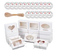 PH PandaHall 4 Styles 100pcs Boîtes Cadeaux Blanches Boîte en Papier pour Savons Faits Maison Petites Boîtes D'Emballage avec Cordon de 20m pour Cadeaux Bonbons Fête Noël Halloween, 9.4x6.2x3.2cm