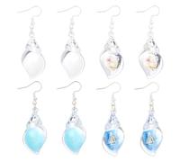 PH PandaHall 4 Styles Boucles D'Oreilles Coquillage 4 Paires Bohème Hawaii Seashell Boucles Résine Conque Drop Dangle Boucle Bleu Transparent Été Bijoux Pour Femmes Cadeaux Anniversaire Saint Valentin