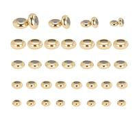 PH PandaHall 4 tailles Perles de caoutchouc en laiton 40pcs Véritables perles plaquées or 24 carats Positionnement des billes d'espacement Perles Heishi Bouchon de perles rondes pour bijoux