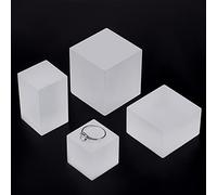 PH PandaHall 4 tailles Présentoirs de cube en acrylique Bases d'affichage givrées Petit support de bloc d'affichage solide pour afficher des pierres précieuses de bijoux Rochers Chiffres Pop, 4pcs
