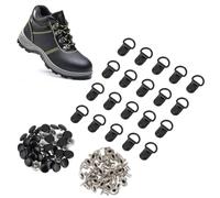 PH PandaHall 40 Ensemble de Chaussures Œillets Crochet Boucle de Lacet en Métal Noir Anneau en D avec Rivets Chaussures Boucle de Sécurité en Dentelle pour Chaussures de Randonnée d'escalade Gunmetal