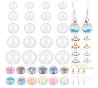 PH PandaHall 40 ensemble de Mini Bouteilles Globe en Verre Bouteilles de Vœux Vides Flacon avec Bouchon à Bail 12pcs Crochets de Boucles D'Oreilles à Paillettes pour Pendentif Boucles Bijoux