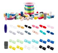 PH PandaHall 40 Ensemble Fermoir de sécuré détachable, 20 modèles Connecteurs de perles en plastique avec 9 m Cordon en nylon coloré 2mm pour Collier Bracelet Bijoux