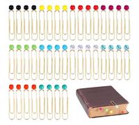 PH PandaHall 40 Pcs 10 Couleurs Trombones Têtes de Turquoise Artificielle Signets Perles 5.7 cm Attaches Agenda Attaches Papier Pierre Marque Pages pour Enseignants Étudiants Fournitures Cahier