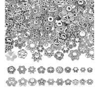 PH PandaHall 400pcs 20 Styles Embouts de Perles à Fleurs Argent Antique Fleurs Perles Finitions Alliage Embouts Perles Florale Fin Casquette Métal Perle Espaceurs pour Bracelet Collier