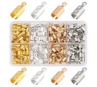 PH PandaHall 400pcs 4 couleurs Extrémités Repliables Extrémités de Cordon 4.5mm Embouts à Sertir pour Pinces à Ruban en Cuir Couvertures de Pinces à Corde pour la Fabrication de Bijoux