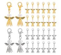 PH PandaHall 40Pcs 2 Couleurs Ange Breloques Perles Pendentif Porte Clés Breloques Gardiennes avec Fermoirs Mousquetons pour Fabrication de Bijoux et la Décoration de Bracelets DIY Noël