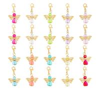 PH PandaHall 40pcs Breloques Fée Ange 10 Couleurs Breloque Ailes D'Ange Porte Clés Pendentifs Anges Gardiens Pendentifs Perles Coeur Breloques Anges pour Boucle D'Oreille Collier Sac à Main Sac