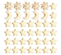 PH PandaHall 40pcs Perles en Laiton Or 18K Étoile, Lune, Soleil pour Bracelets, Colliers, Boucles d'Oreilles, Bijoux Artisanaux