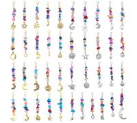 PH PandaHall 41 Modèles de Pendants en Éclats de Pierre 41 Pièces de Charmes à Clip Étoile Lune Soleil avec Éclats de Turquoise Synthétique Tirette de Fermeture Éclair et Fermoirs à Ressort