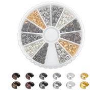 PH PandaHall 420pcs 2 Tailles Cache Perles a Ecraser pour Bijoux Cache Noeud Perle en Laiton, 1.5 mm 6 Couleurs Perle Cache Noeud Bracelet Cache Perles à Écraser pour Fabrication de Bijoux