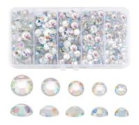 PH PandaHall 430PCS 5 tailles Strass en Cristal à Dos Plat Pierres Précieuses Rondes Strass à Colle AB Transparents pour L'Artisanat Nail Art Artisanat Décorations Vêtements 6/7/8/9/10mm
