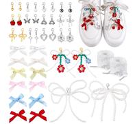 PH PandaHall 44pcs Breloques de Chaussures Décoratives Breloques de Lacets Perles Ruban Nœud Décorations de Chaussures Clips pour Baskets Chaussettes DIY Sabots Chaussures Pantoufles