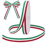 PH PandaHall 45.7m Ruban Décoratif Tricolore Noël 2cm Ruban de Noël à Rayures Rubans Patriotique Drapeau Italien Rubans Rouge Blanc et Vert pour la Décoration de Fêtes Emballage de Cadeaux Vacances