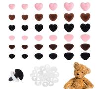 PH PandaHall 45 Ensembles Nez de Sécurité Flocage 6 Tailles Nez Triangle Coeur Rose Noir Marron Artisanat Crochet Accessoires Velours Peluche Animaux avec Rondelles pour Animal Amigurumi