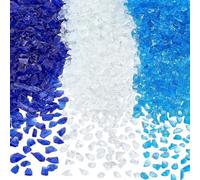 PH PandaHall 450g Perles de Verre Concassé 3 Couleurs Remplissage Décoratif Pierres pour Resin Crafting Vase Fillers Fire Pit Glass Aquarium Landscape Decor Projets DIY