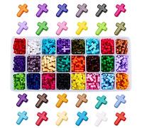PH PandaHall 480pcs 24 couleurs Acrylique Croix Perles Perles intercalaires colorées Charmes de croix pour la décoration de Pâques Pentecôte Bijoux Colliers Bracelets Boucles d'oreilles