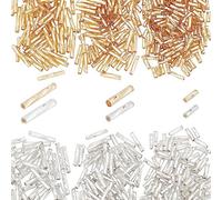 PH PandaHall 480pcs Perles de Clairon Torsadées, Perles de Clairon Métalliques 6/9/12 mm de Long Tube de Verre Perle de Rocaille Perles Entretoises en Vrac avec 6 Bouteilles de Récipient, Or/Argent