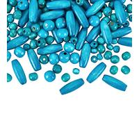 PH PandaHall 480pcs Perles intercalaires en bois bleu paon Perles en bois Perles rondes en vrac Tube Perles avec Trou de 2-3mm pour la fabrication de bijoux Décor d'artisanat de cheveux