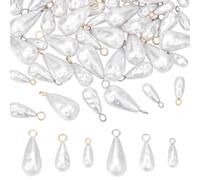 PH PandaHall 48PCS Breloque Perle Pendentif en Forme de Larme en Fausse Perle 6 style Breloque en Résine pour la Fabrication de Bijoux Bracelet Décoration Été Fête Noël Anniversaire Platine/Or