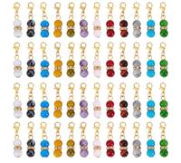 PH PandaHall 48pcs Breloque Ronde à Suspendre 12 Couleurs avec Marqueur de Maille 35mm Pendentifs en Verre avec Fermoir Mousqueton Doré pour Collier Bracelet Bijoux Porte-Clés Stitch Marqueurs