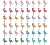 PH PandaHall 48pcs Breloques Flamant Rose, 12 Couleurs Connecteur en Alliage Émaillé Pendentifs de Couleur Platine Breloques Romantiques pour Saint Valentin Hawaii Bracelet Collier Boucle d'oreille