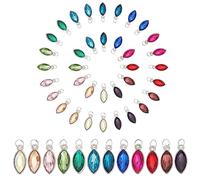 PH PandaHall 48pcs Dangle Birthstone Charms Oeil de Cheval Pendentifs en Verre Perles de Cristal Pendentifs Charms Pendentif en Cristal Goutte Perle avec Anneaux de Saut pour Collier Boucle d'oreille