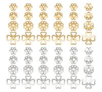 PH PandaHall 48pcs Embouts de Perles en Argent Sterling 925, 8 styles Capuchon Perles pour Bijoux Fleur Perle D'Espacement Entretoises pour Création de Bijoux Bracelets, Dorés et Argentés