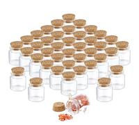 PH PandaHall 48pcs Petits Pots en Verre avec Bouchons en Liège 50ml Mini Bouteilles en Verre, Mini Fioles à Potion Bouteille à Message pour DIY Artisanat Faveurs de Mariage Cadeau Fête