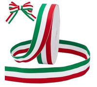 PH PandaHall 4cm Noël Ruban Rouge Blanc et Vert 45.7m Ruban Décoratif Tricolore Drapeau Italien Rubans Patriotique Rubans de Noël à Rayures pour L'emballage des Cadeaux Décoration Fête