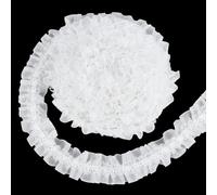 PH PandaHall 4m Bordure Plissée Blanche en Perles Ruban de Bordure en Dentelle Organza de 4cm pour Robe de Mariée Tissu en Dentelle pour Embellissement de Robe Mariée Décoration D'Intérieur