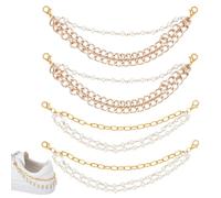PH PandaHall 4pcs 2 Styles Chaussures Charms Chaînes de Chaussures 3pcs Doré Bijoux de Bottes Accessoires pour Femmes avec Perles Blanches pour sac Gothique,Sabots Sandales Pantoufles