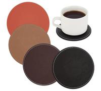 PH PandaHall 4pcs 4 Couleurs sous Verres en Similicuir Dessous de Verre Lavables de 10cm pour Boissons Table à Manger Maison Bureau Bar Décoration