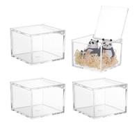PH PandaHall 4pcs Boîte en Acrylique Transparent 8x8x6cm Récipient à Cube Carré avec Couvercle Mini Boîte de Présentation Boîtes de Rangement Transparent pour Petits Bijoux Artisanat Cadeaux Mariage