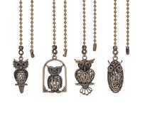 PH PandaHall 4pcs Chaîne de Traction Vintage en Bronze en Forme de Hibou pour Ventilateur 39cm Alliage pour Plafond Luminaire Décoratif pour Chambre Fantaisie Décoration D'Halloween
