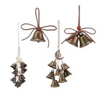 PH PandaHall 4pcs Cloches Suspendues de Noël Cloches Vintage et Rustiques Carillons Éoliens de Décor Cloches Magiques en Métal avec Corde de Suspension pour Noël Maison Jardin Décor Poignée de Porte