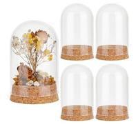PH PandaHall 4pcs Dôme en Verre Cloche avec Liège Petites Bouteilles en Verre Pots Décoratifs Cloche Vitrine pour le Stockage de Fleurs Maison Fête de Noël Décoration