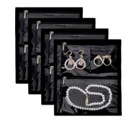PH PandaHall 4pcs Organisateur de Bijoux pour Voyage 19.6x16.5cm étui Pochette de Rangement avec Fermeture Éclair pour Bijoux, Boucles D'Oreilles, Bagues, Colliers Bracelets, Noir