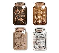 PH PandaHall 4pcs panneau de Café en Bois Plaque Murale Suspendue pour Pot, Décor de Café de Ferme Panneau Mural Vintage pour Bar à Café Panneau pour Maison Bar Café