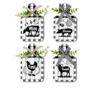 PH PandaHall 4pcs Panneaux de Cuisine de Ferme Panneau en Bois Vache Coq Cochon Décoration Murale de Cuisine Plaques Suspendues pour la Maison Cuisine Mur Table Décoration Magasin Marché