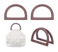 PH PandaHall 4pcs Poignées de Sac à Main en Forme de D Poignées de Sac Décorative en Résine Remplacement pour Noël Macramé Crochet Pailles Toile de Plage Portefeuille Sacs à Main Marron Coco 12x8.5cm