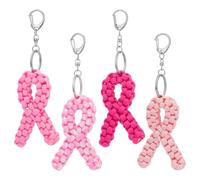 PH PandaHall 4pcs porte Clés de Sensibilisation au Cancer du Sein Grand Ruban Rose Breloques Pendentifs en Ruban Rose Tressé pour Cadeaux de Soutien au Cancer du Sein 15cm