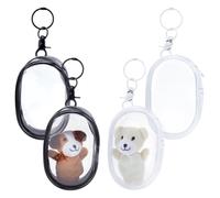 PH PandaHall 4pcs Sac de Présentation de Figurines Transparent avec Porte Clés Sac de Rangement Portable pour Mini Figurines Étui de Transport Ovale pour Figurines de Collection Casque, 2 Couleurs