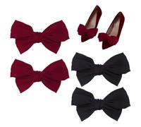 PH PandaHall 4pcs Satin Bow Shoe Clips, Burgundy Black Shoe Clips Elegant Shoes Buckles Clip on Detachable Ribbon Shoe Decoration for Women Wedding Party Heels Flats Pumps, 3.5x4.9 inch