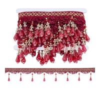 PH PandaHall 5.5m de Franges Perlées pour Rideaux Embellissements pour Rideaux à Franges Bordure Perlée Ruban de Couture pour Noël Bricolage Abat Jour Nappe Rideau Vêtements Décoration Maison, Bleu
