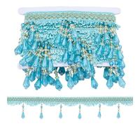 PH PandaHall 5.5m de Franges Perlées pour Rideaux Embellissements pour Rideaux à Franges Bordure Perlée Ruban de Couture pour Noël Bricolage Abat Jour Nappe Rideau Vêtements Décoration Maison, Bleu