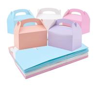 PH PandaHall 5 couleurs Noël Boîtes à Friandises 30pcs Boîtes Cadeaux en Papier Boîte à Pignon Colorée Boîte à Bonbons avec Poignées pour Noël Anniversaire Petite Entreprise Mariage, 16x9x15cm