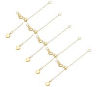 PH PandaHall 5 rallonge de Collier Plaquée Or 18 carats Réglable avec Breloque Cœur Chaîne D'Extension en Laiton pour Colliers Bracelets Bracelets de Cheville Cadeaux Fabrication de Bijoux Noël